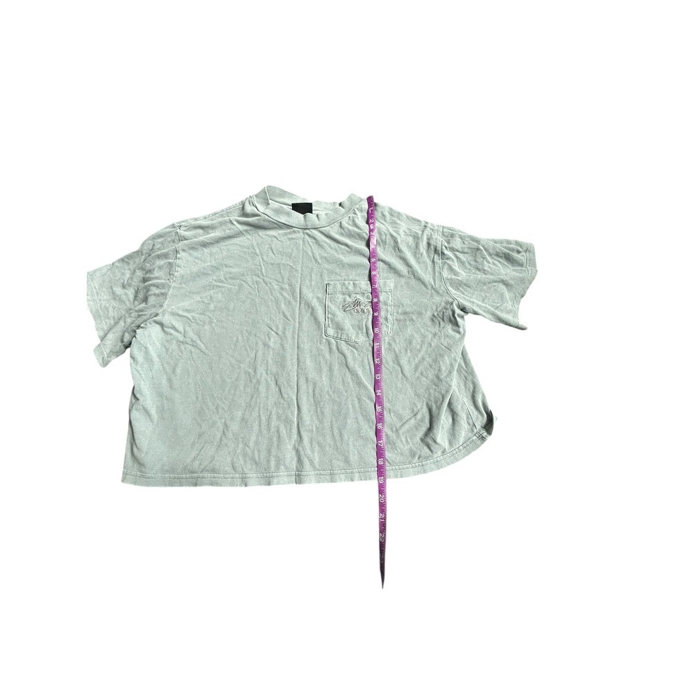 Stussy Designs Light Blue Gray Pocket T Shirt Women Oversized Boxy Fit - Picture 4 of 7